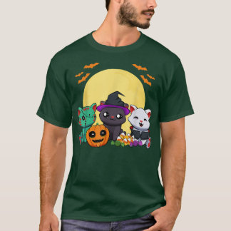 Cat Witch Zombie Vampire Lazy Halloween Costume Cu T-Shirt
