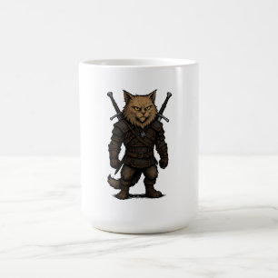 Cat Witcher – Medieval Fantasy Warrior Coffee Mug