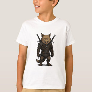 Cat Witcher – Medieval Fantasy Warrior T-Shirt