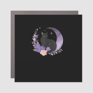 Cat Witchy Moon Flowers Pastel Goth Goblincore Car Magnet