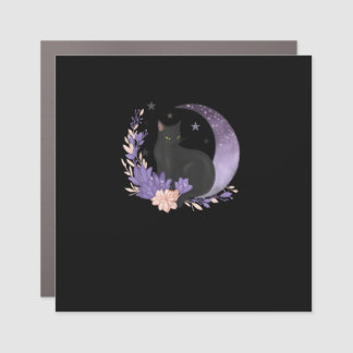 Cat Witchy Moon Flowers Pastel Goth Goblincore Car Magnet