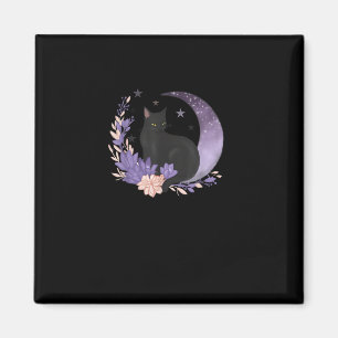 Cat Witchy Moon Flowers Pastel Goth Goblincore Magnet
