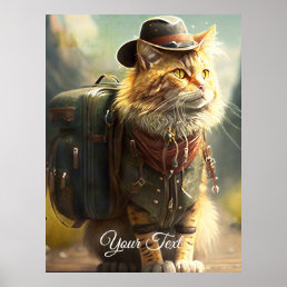 Cat with a backpack.  poster