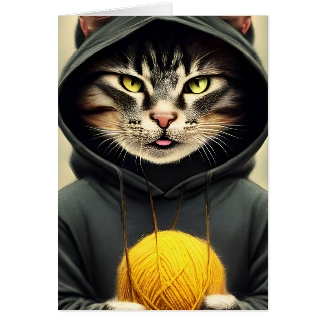 Cat With A Ball Of Yarn All Occasions Cards (Front)