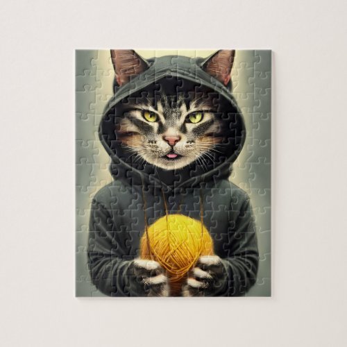Cat With A Ball Of Yarn Jigsaw Puzzle