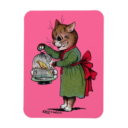 Cat with a Bird cage Louis Wain Magnet