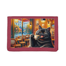 Cat with a coffee cup in cafe Photo Wallet