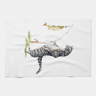 Cat with a Fish Kitchen Towel