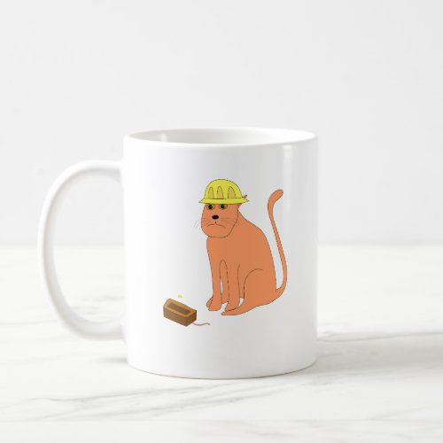 Cat with a hard had coffee mug