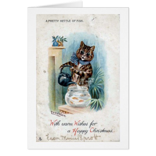 Cat with a kettle, Louis Wain Cards (Front)