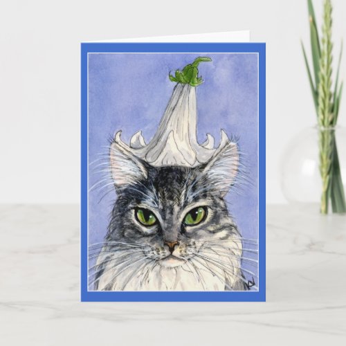Cat with a Lily hat greeting card