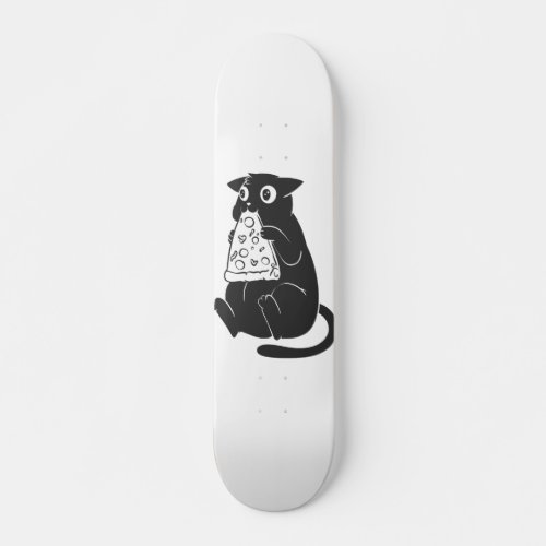 Cat with a pizza in the mouth _ Choose back color Skateboard