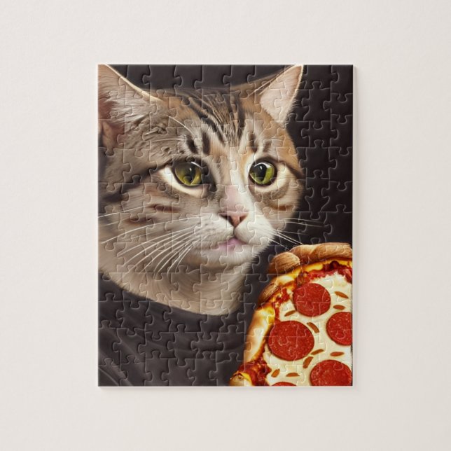 Cat With a Pizza  Jigsaw Puzzle (Vertical)