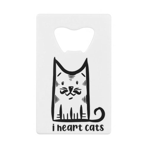 Cat with a Stylish Moustache i heart cats Credit Card Bottle Opener