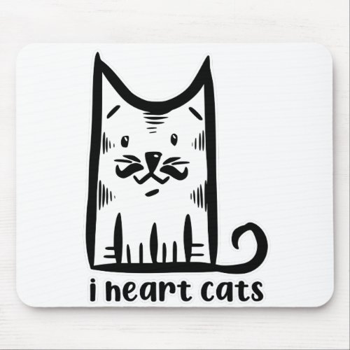 Cat with a Stylish Moustache i heart cats Mouse Pad