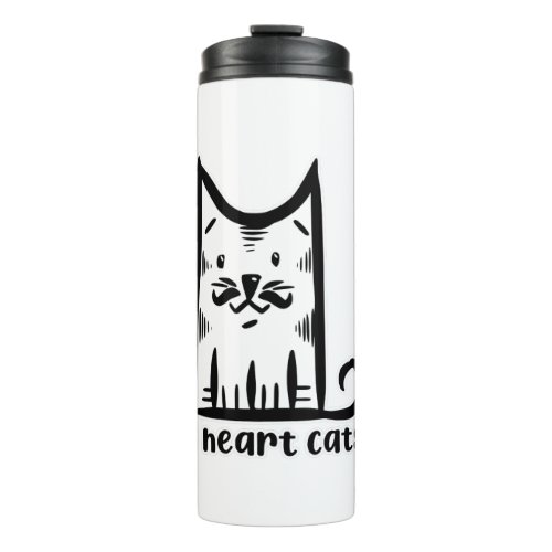 Cat with a Stylish Moustache i heart cats Thermal Tumbler