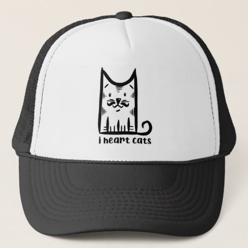 Cat with a Stylish Moustache i heart cats Trucker Hat