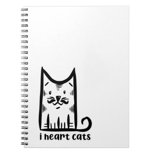 Cat with a Stylish Mustache i heart cats Notebook