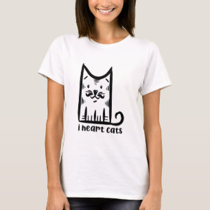 Cat with a Stylish Mustache, i heart cats T-Shirt
