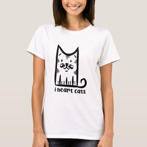 Cat with a Stylish Mustache i heart cats T_Shirt