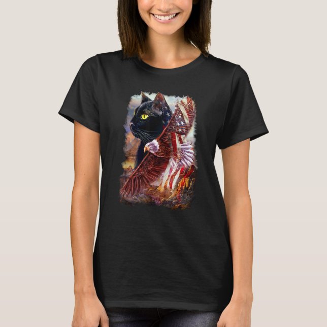 Cat with American eagle T-Shirt (Front)