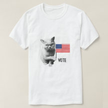 Cat with American Flag Vote T-shirt