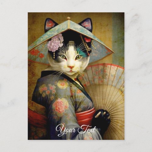 Cat with an umbrella  postcard