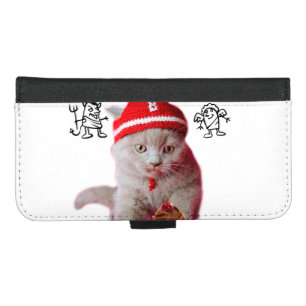 Cat with angel and devil above her head iPhone 8/7 plus wallet case