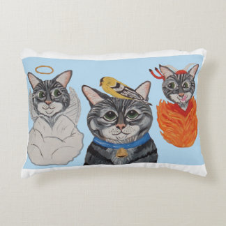 Cat with angel and devil accent pillow