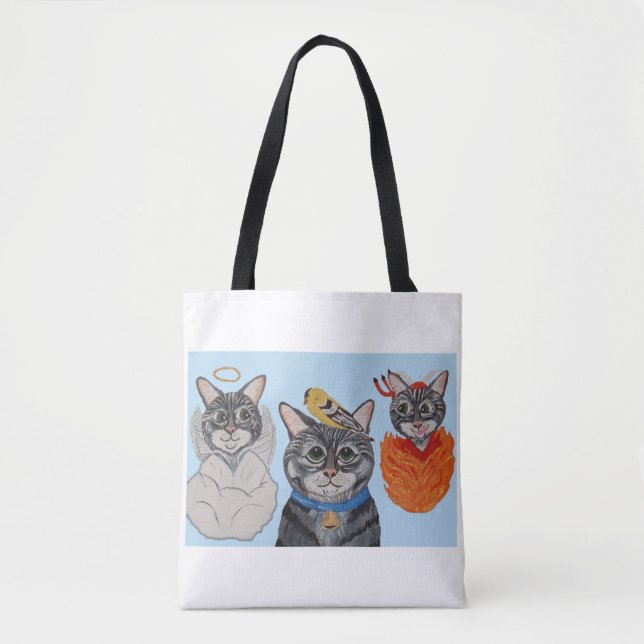 Cat with angel and devil tote bag (Front)