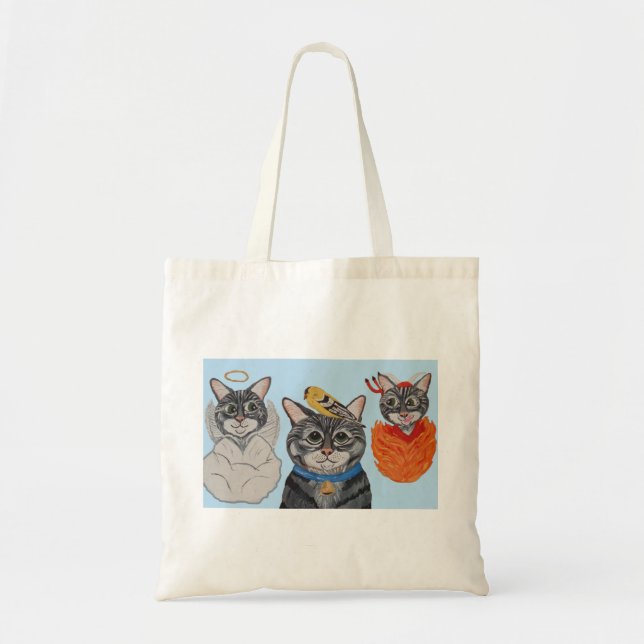 Cat with angel and devil tote bag (Front)