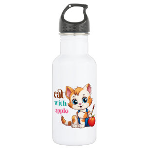 Cat With Apple-85242 Stainless Steel Water Bottle