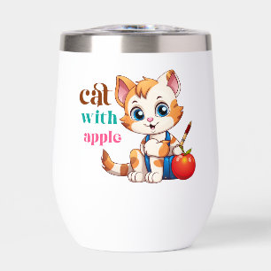 Cat With Apple-85242 Thermal Wine Tumbler
