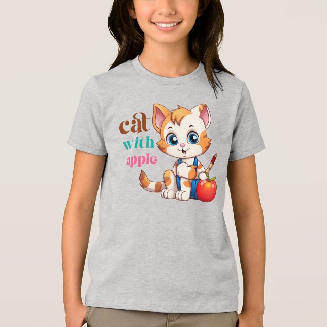 Cat With Apple-85242 Tri-Blend Shirt (Front)
