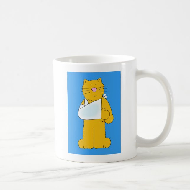 Cat with Arm in a Sling Get Well Soon Coffee Mug (Right)