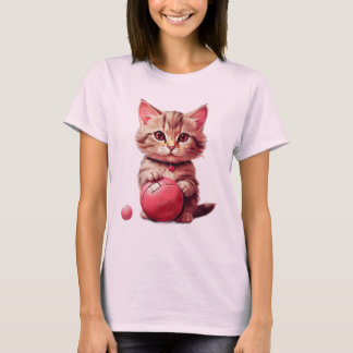 Cat with ball animal vintage valentines day T-Shirt