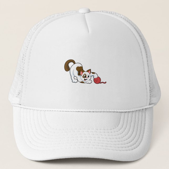 Cat with Ball of Wool Trucker Hat (Front)