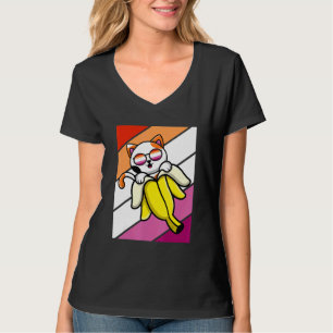 Cat With Banana Pride Lesbian Flag LGBTQ Proud All T-Shirt