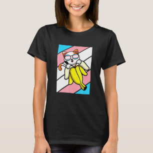 Cat With Banana Pride Ransgender Flag LGB Proud Al T-Shirt