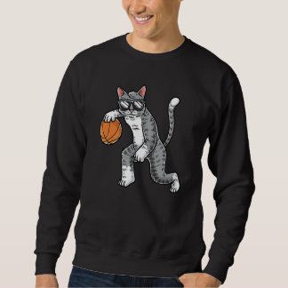 Cat With Basketball Ball Basketball Player Sweatshirt