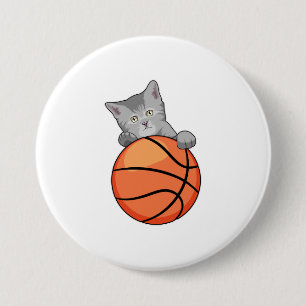 Cat with Basketball Button