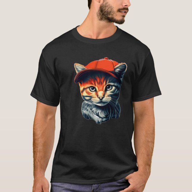 Cat with Beanie T-Shirt (Front)
