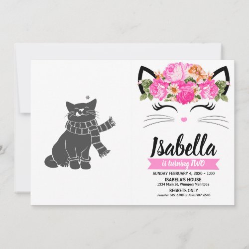 Cat with beauty scarf _ Choose background color Invitation
