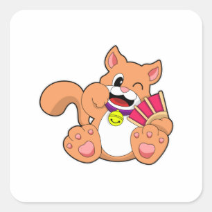 Cat with Bell Square Sticker