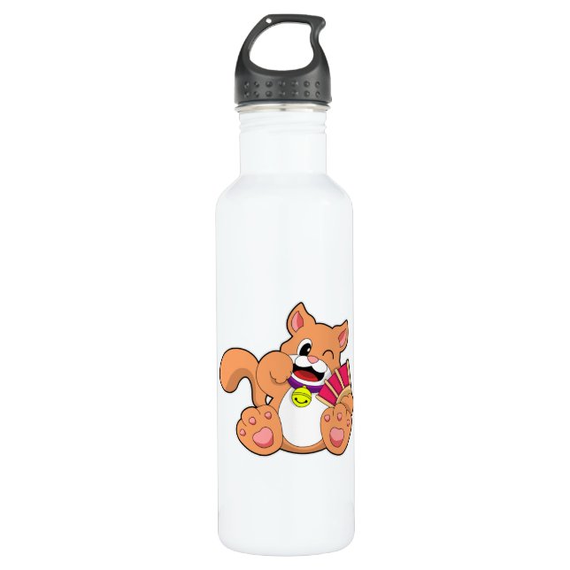 Cat with Bell Stainless Steel Water Bottle (Front)