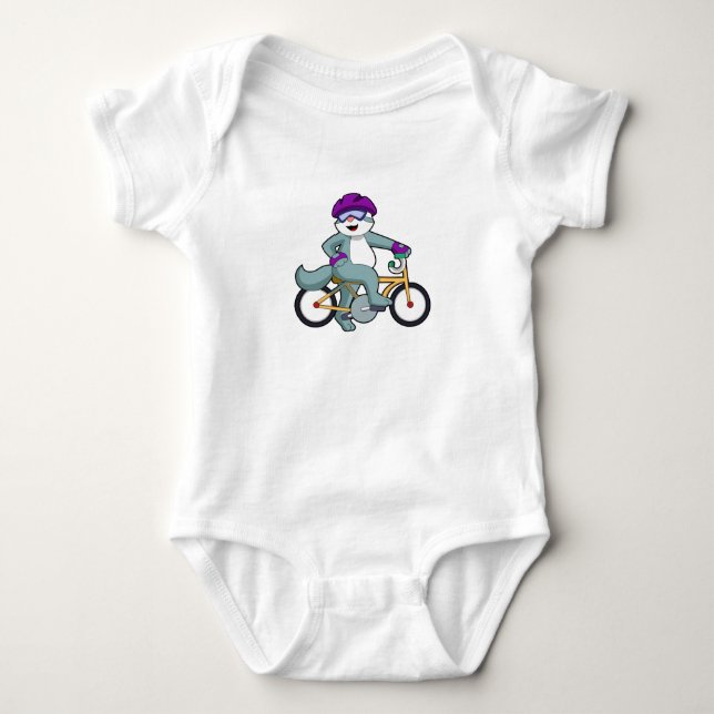 Cat with Bicycle Baby Bodysuit (Front)
