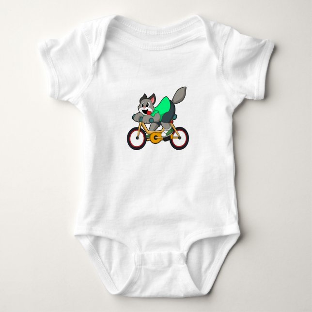 Cat with Bicycle Baby Bodysuit (Front)