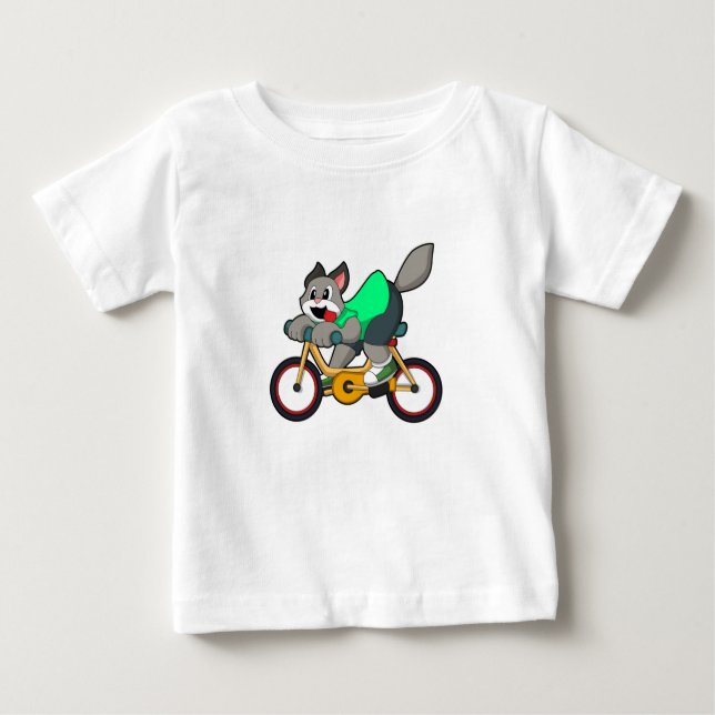 Cat with Bicycle Baby T-Shirt (Front)