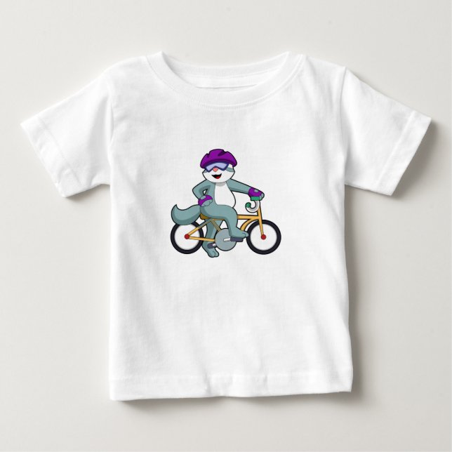 Cat with Bicycle Baby T-Shirt (Front)