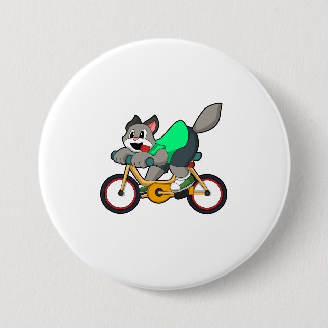 Cat with Bicycle Button (Front)